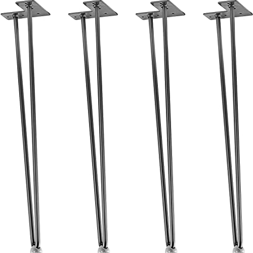 STILISTA® 4er Set Hairpin Legs Möbelfüße mit Zwei Stangen 10 bis 70 cm, schwarz oder Silber von STILISTA