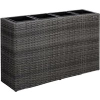 STILISTA® Blumentopf aus Polyrattan-geflecht 95 x 60 x 26 cm mit 4 herausnehmbaren Innentöpfen, 4 Farben, Farbauswahl: Grau von STILISTA