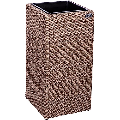 STILISTA® Poly-Rattan Blumentopf 63x30x30 cm inkl. Innentopf und Wasserablauf, in 4 unterschiedlichen Farben, Creme von STILISTA