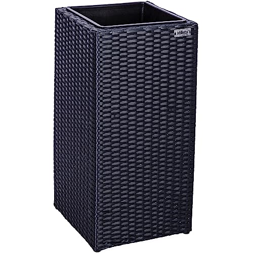 STILISTA® Poly-Rattan Blumentopf 63x30x30 cm inkl. Innentopf und Wasserablauf, in 4 unterschiedlichen Farben, schwarz von STILISTA