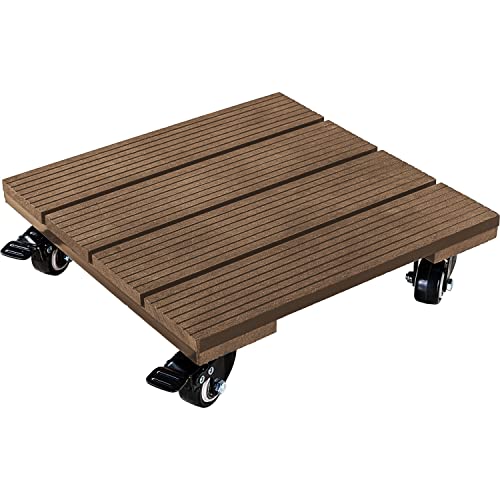 STILISTA® WPC-Pflanzenroller, belastbar bis 100 kg, witterungsbeständig, feststellbare Bremse, rund oder eckig, eckig, Holz von STILISTA