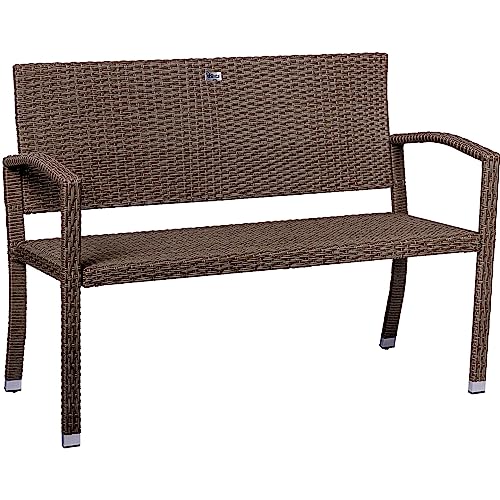 STILISTA 2-Sitzer Gartenbank aus UV-beständigem Polyrattan-Geflecht 122 x 52 x 89 cm, Creme von STILISTA