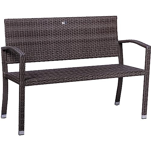 STILISTA 2-Sitzer Gartenbank aus UV-beständigem Polyrattan-Geflecht 122 x 52 x 89 cm, grau von STILISTA
