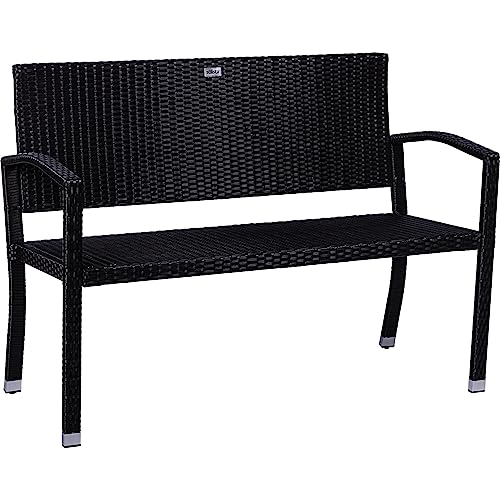 STILISTA 2-Sitzer Gartenbank aus UV-beständigem Polyrattan-Geflecht 122 x 52 x 89 cm, schwarz von STILISTA