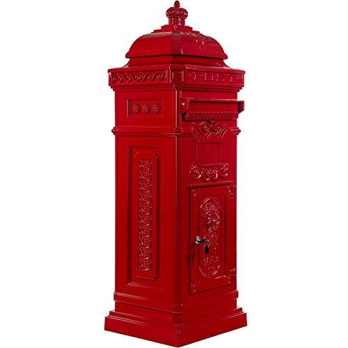 STILISTA Antiker Standbriefkasten 102 cm, Aluminium, Farbwahl, Rot von STILISTA