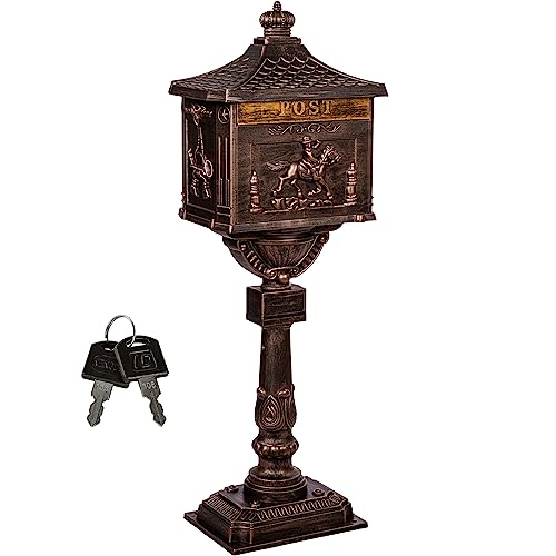 STILISTA Antiker Standbriefkasten 118 cm aus rostfreiem Aluminium, Farbwahl, Bronze von STILISTA