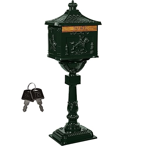 STILISTA Antiker Standbriefkasten 118 cm aus rostfreiem Aluminium, Farbwahl, Grün von STILISTA