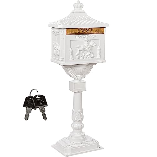 STILISTA Antiker Standbriefkasten 118 cm aus rostfreiem Aluminium, Farbwahl, Weiß von STILISTA