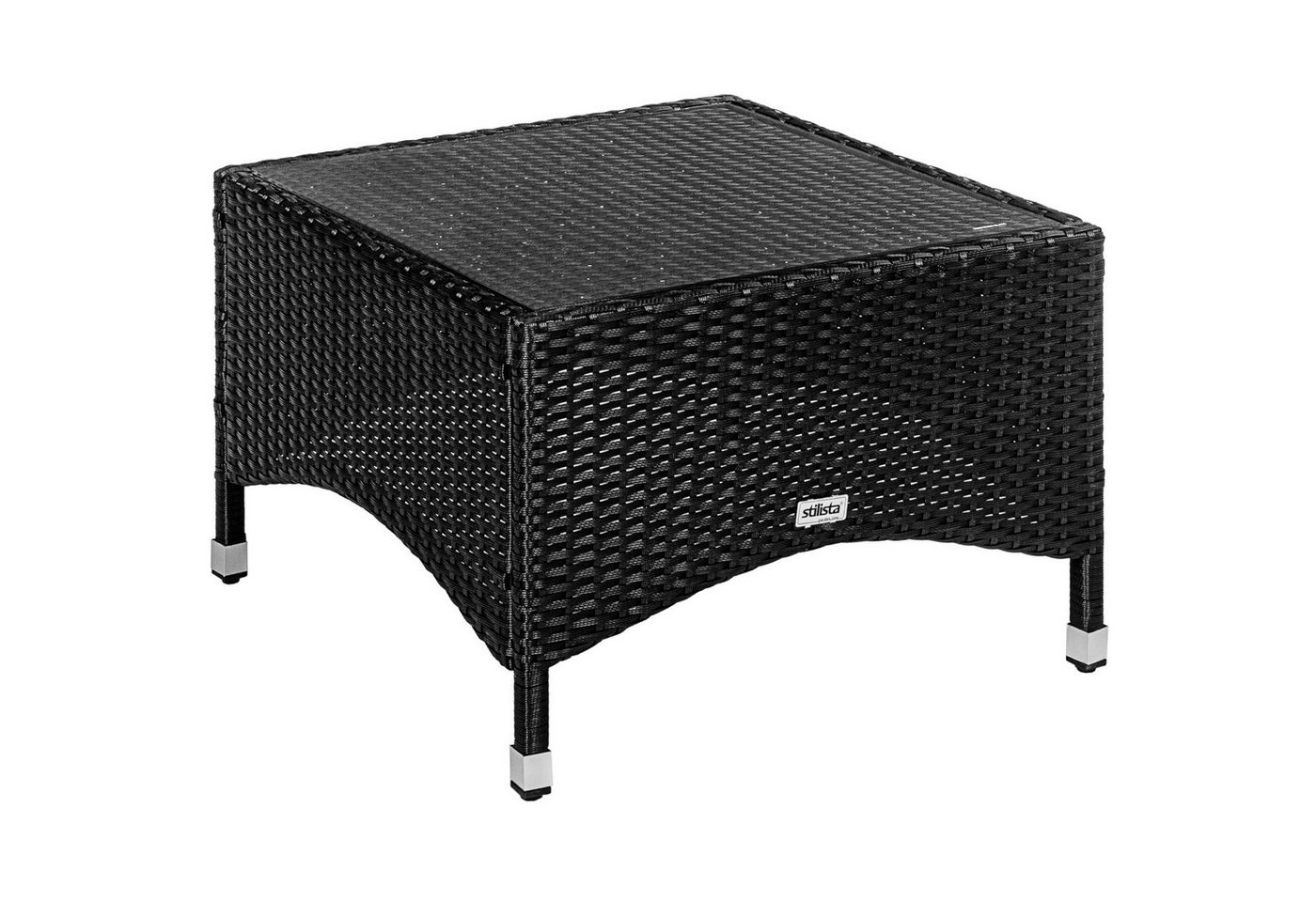 STILISTA Beistelltisch Gartentisch Balkontisch Loungetisch Kaffeetisch, Eckig, Glas Tischplatte, Polyrattan, Modell- und Farbwahl von STILISTA