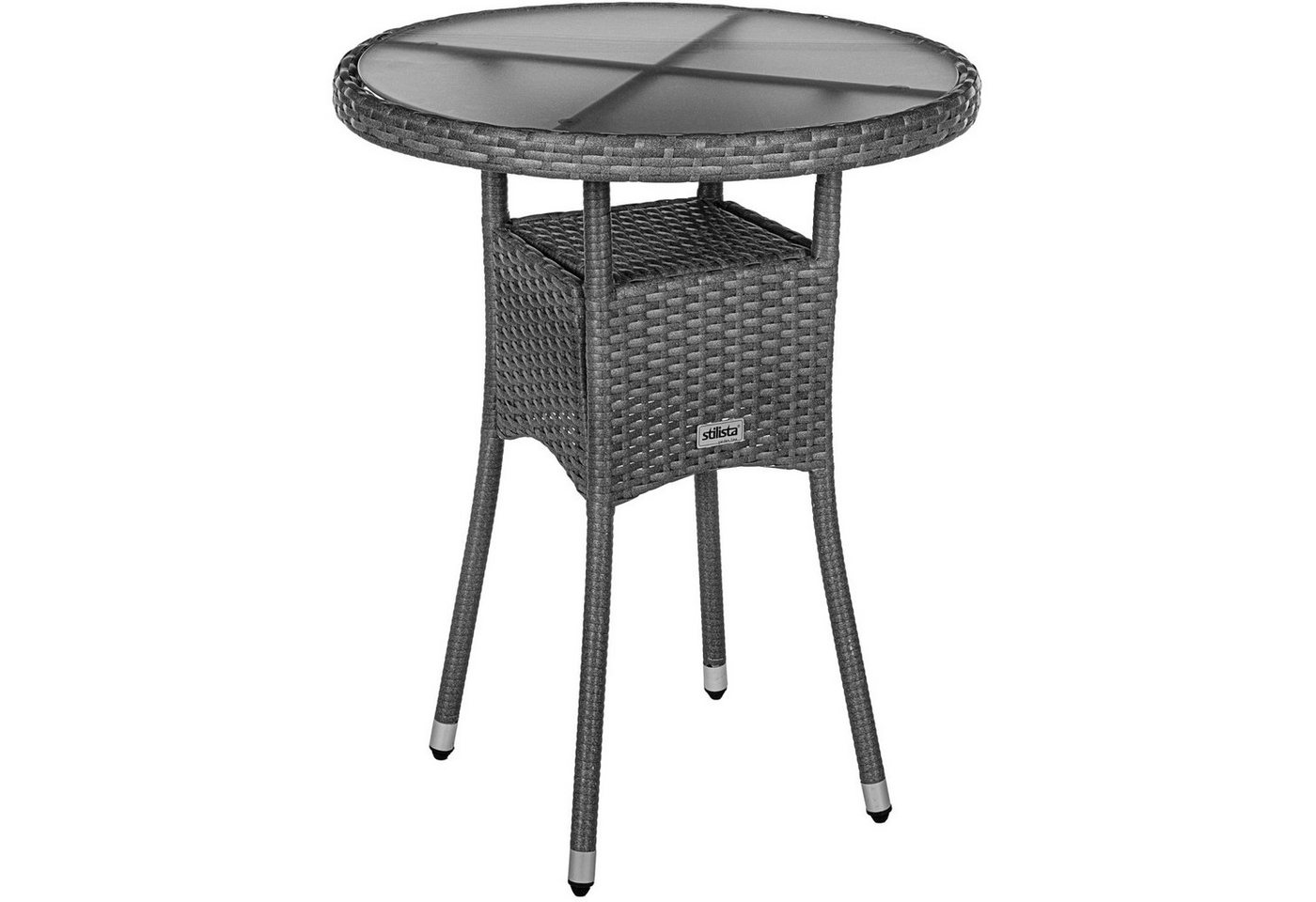 STILISTA Beistelltisch Gartentisch Balkontisch Loungetisch Kaffeetisch, Rund, Glas Tischplatte, Polyrattan, Modell- und Farbwahl von STILISTA