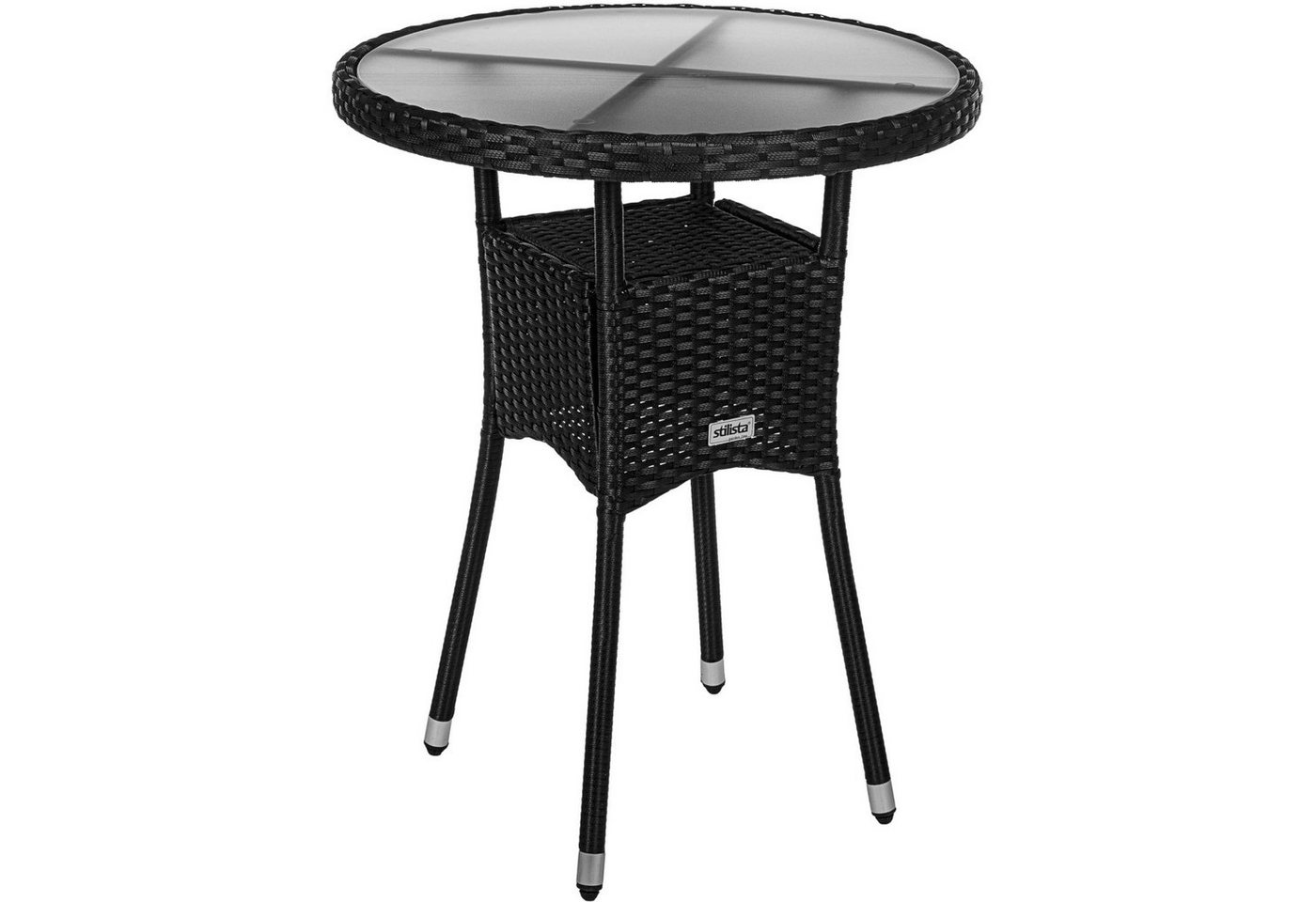 STILISTA Beistelltisch Gartentisch Balkontisch Loungetisch Kaffeetisch, Rund, Glas Tischplatte, Polyrattan, Modell- und Farbwahl von STILISTA