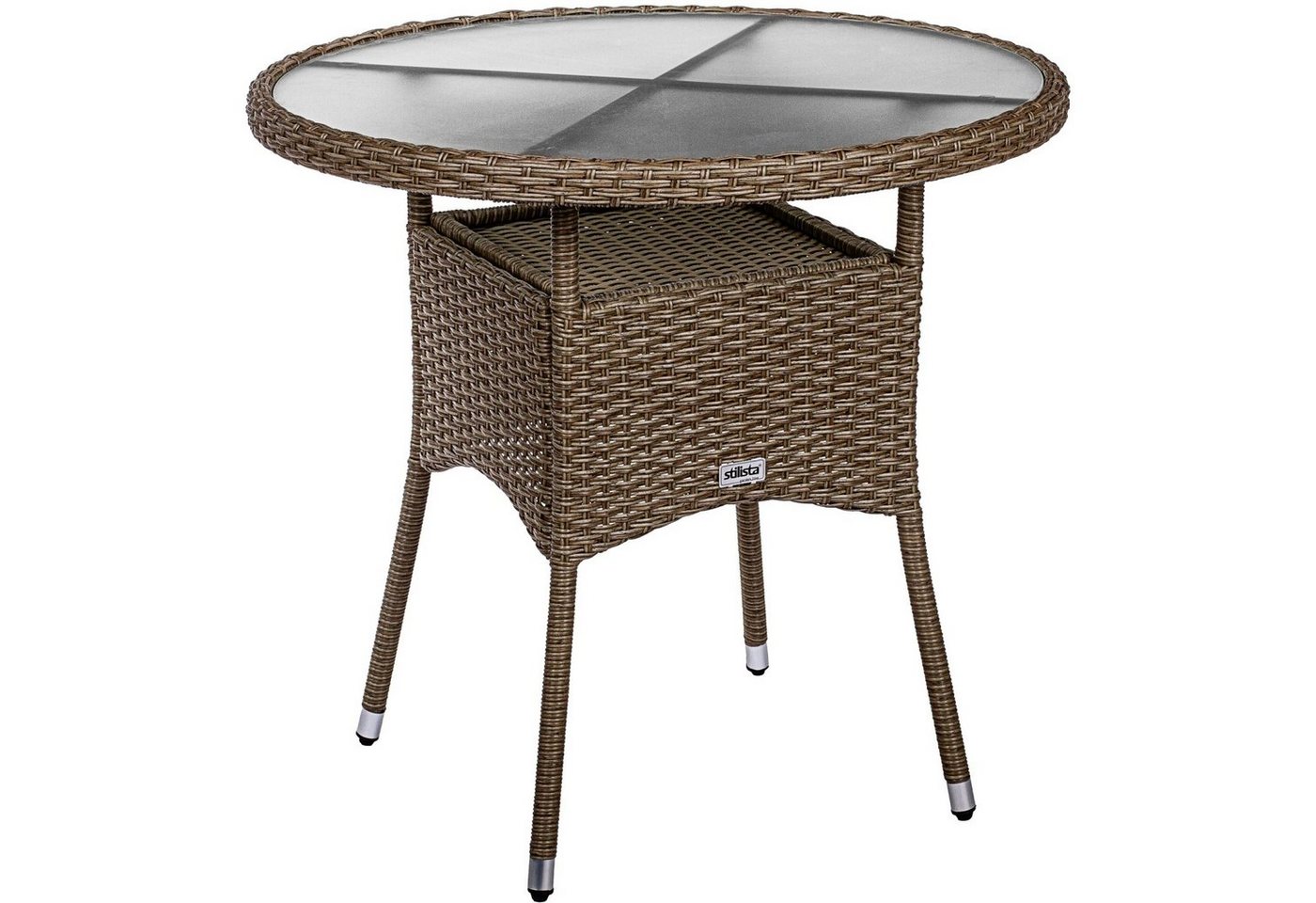 STILISTA Beistelltisch Gartentisch Balkontisch Loungetisch Kaffeetisch, Rund, Glas Tischplatte, Polyrattan, Modell- und Farbwahl von STILISTA