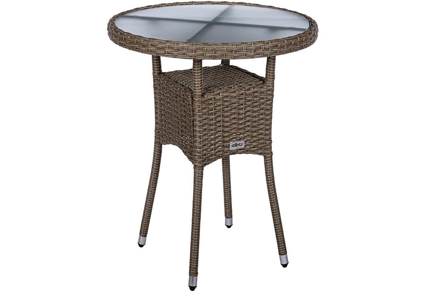 STILISTA Beistelltisch Gartentisch Balkontisch Loungetisch Kaffeetisch, Rund, Glas Tischplatte, Polyrattan, Modell- und Farbwahl von STILISTA