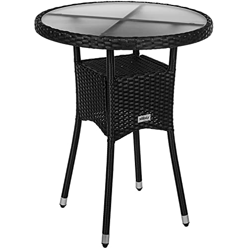 STILISTA Beistelltisch rund Milch-Glas Tischplatte Polyrattan, Farb- und Größenwahl, 60 cm schwarz von STILISTA