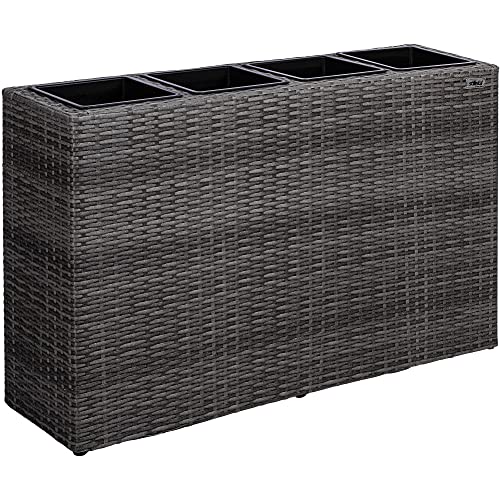 STILISTA Blumentopf aus Polyrattan-geflecht 95 x 60 x 26 cm mit 4 herausnehmbaren Innentöpfen, 4 Farben, Farbauswahl: Grau von STILISTA