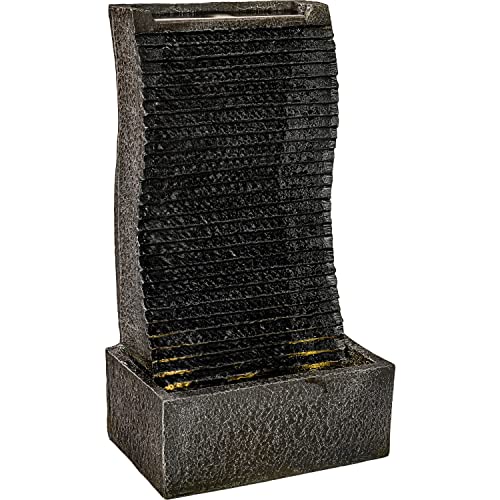STILISTA Gartenbrunnen Wasserfall 49 x 28 x 20 cm, mit LED Beleuchtung, inklusive Pumpe von STILISTA