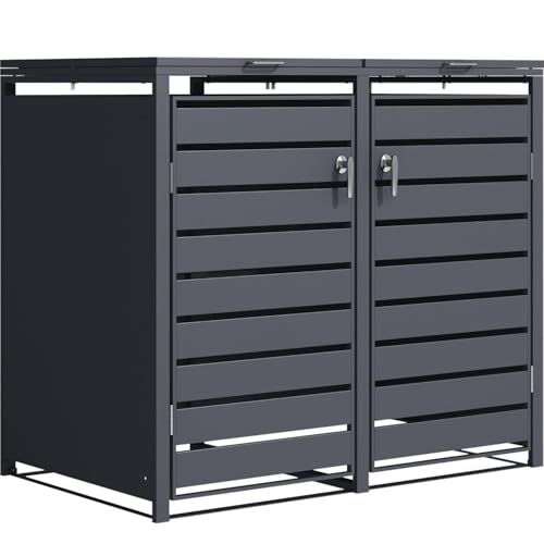 STILISTA Mülltonnenverkleidung aus Metall, für 2 Mülltonnen je 240 Liter, Anthrazit V2 von STILISTA