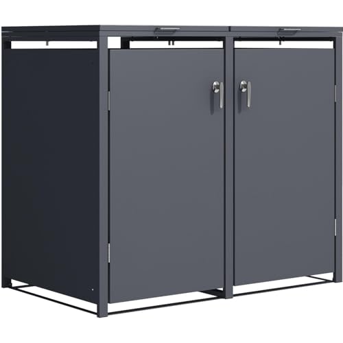 STILISTA Mülltonnenverkleidung aus Metall, für 2 Mülltonnen je 240 Liter, Anthrazit V3 von STILISTA