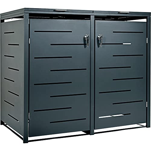 STILISTA Mülltonnenverkleidung aus Metall, für 2 Mülltonnen je 240 Liter, Anthrazit von STILISTA