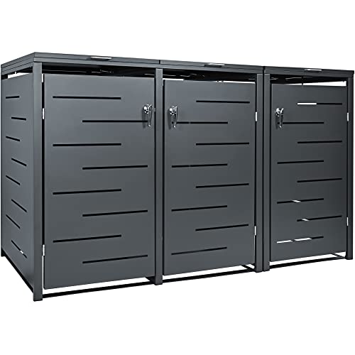 STILISTA Mülltonnenverkleidung aus Metall, für 3 Mülltonnen je 240 Liter, Anthrazit von STILISTA