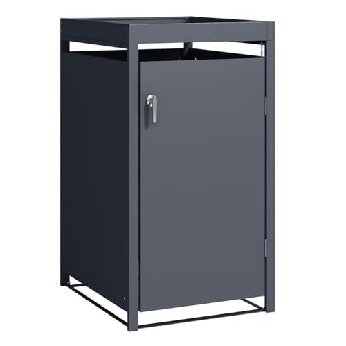 STILISTA Mülltonnenverkleidung aus Metall mit Pflanzdach, je 240 Liter, Anthrazit V2, 1-türig von STILISTA
