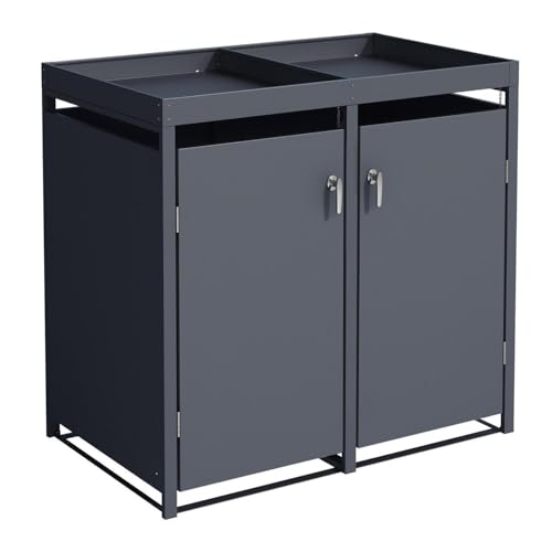 STILISTA Mülltonnenverkleidung aus Metall mit Pflanzdach, je 240 Liter, Anthrazit V2, 2-türig STILISTA Mülltonnenverkleidung aus Metall mit Pflanzdach, je 240 Liter, Anthrazit V2, 2-türig von STILISTA