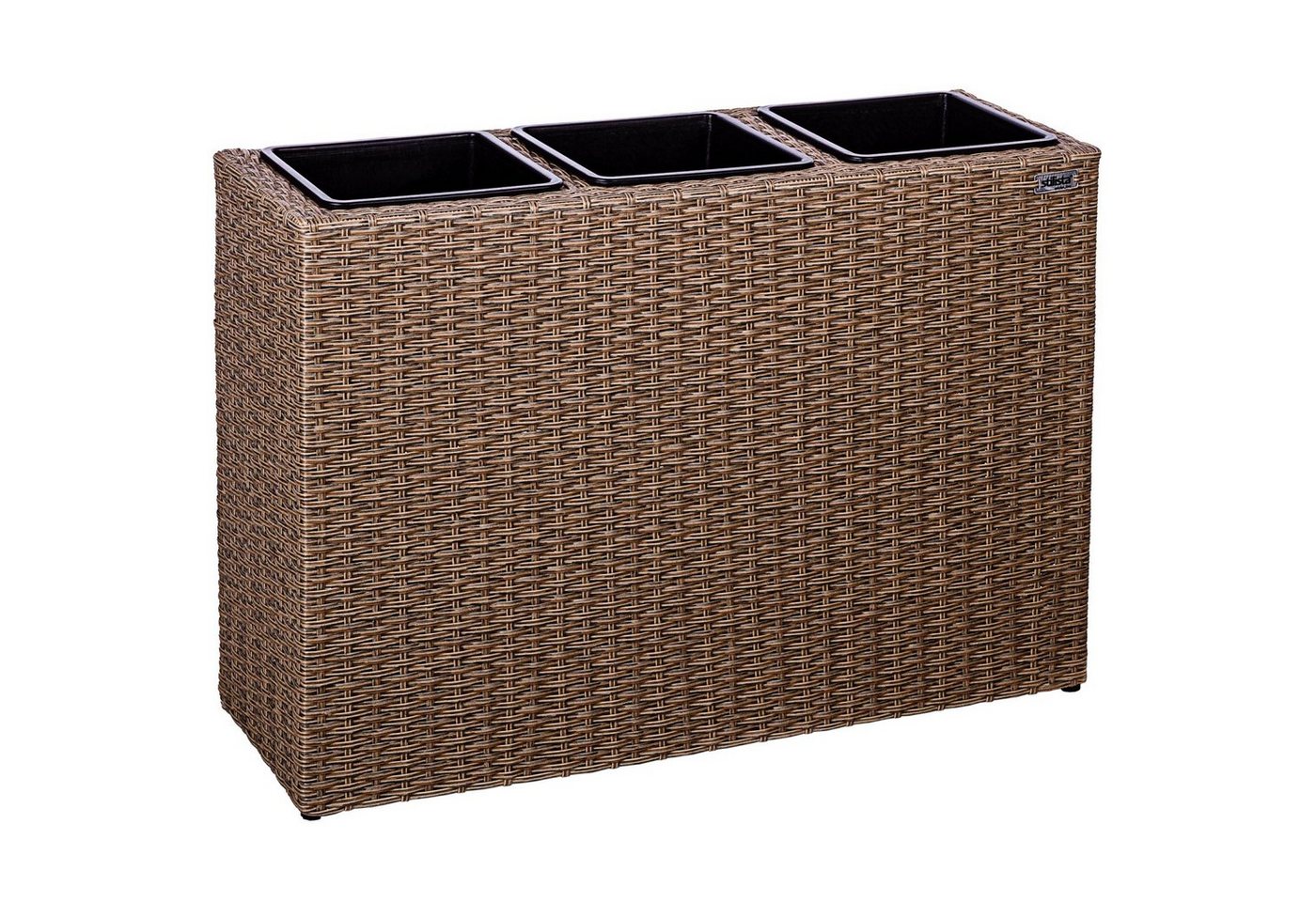 STILISTA Pflanzkübel Polyrattan Pflanzkasten Blumentopf Blumenkasten, 84 x 60 x 29 cm, 3 herausnehmbare Innentöpfe, Farbwahl von STILISTA