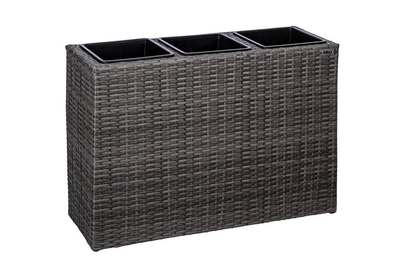 STILISTA Pflanzkübel Polyrattan Pflanzkasten Blumentopf Blumenkasten, 84 x 60 x 29 cm, 3 herausnehmbare Innentöpfe, Farbwahl von STILISTA