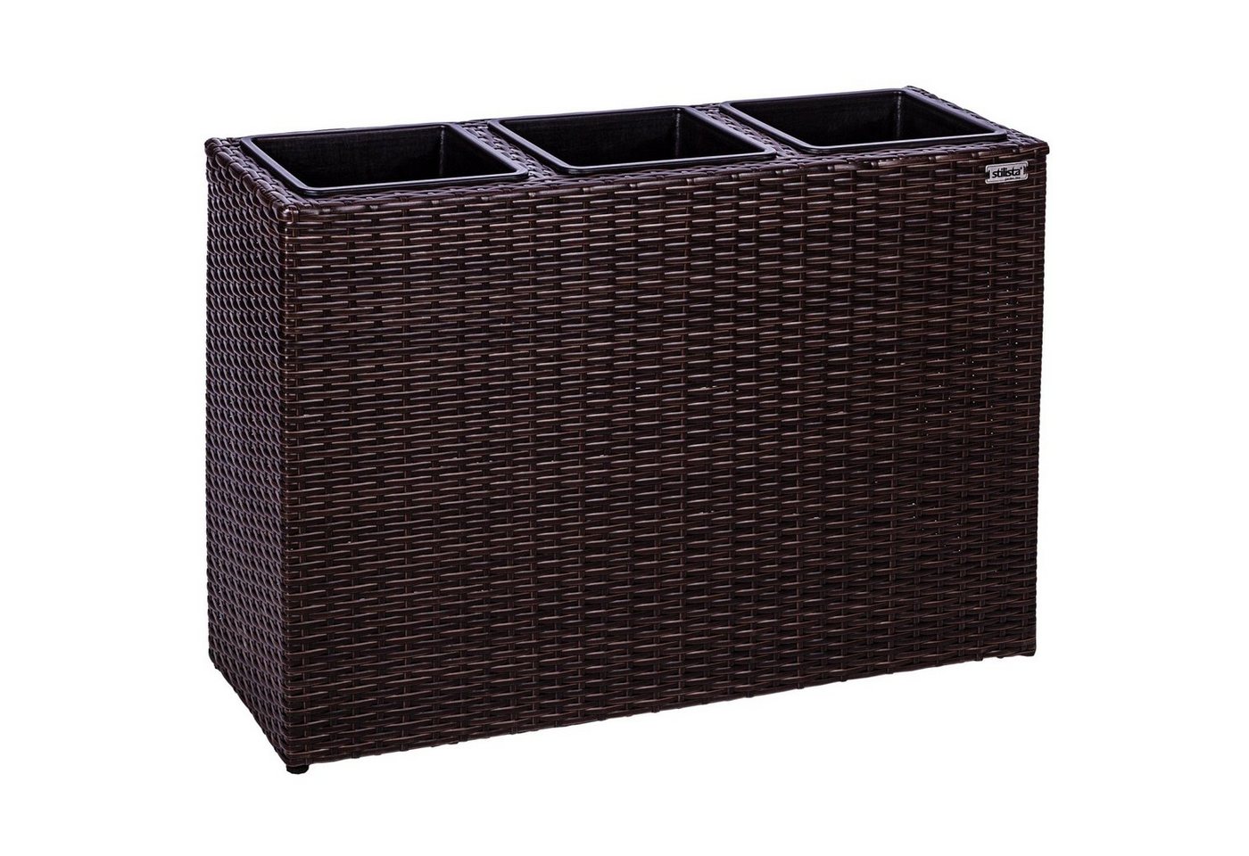 STILISTA Pflanzkübel Polyrattan Pflanzkasten Blumentopf Blumenkasten, 84 x 60 x 29 cm, 3 herausnehmbare Innentöpfe, Farbwahl von STILISTA