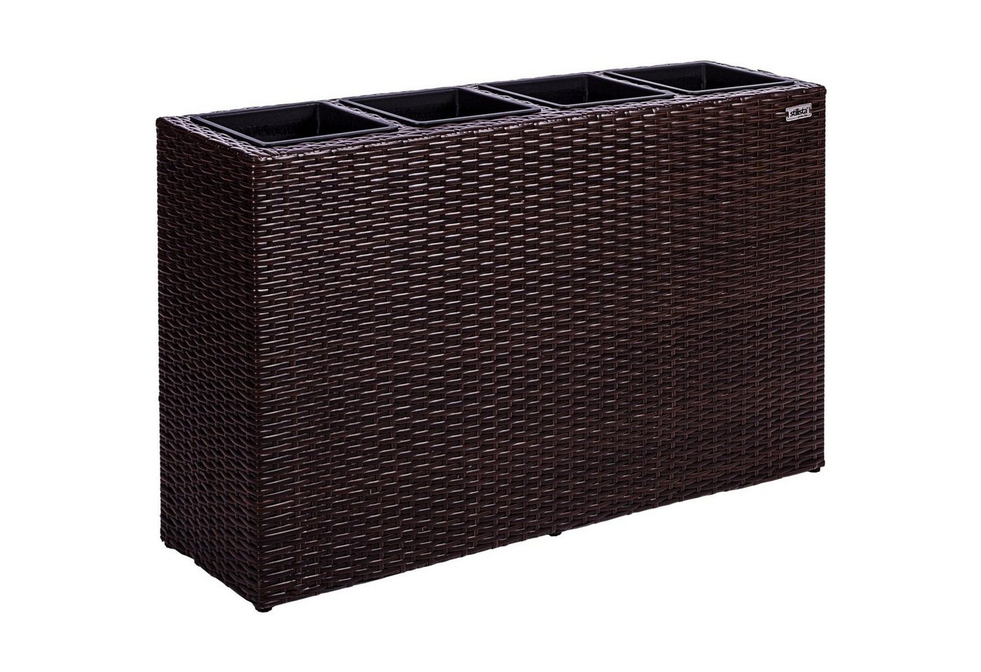 STILISTA Pflanzkübel Polyrattan Pflanzkasten Blumentopf Blumenkasten, 95 x 60 x 26 cm, 4 herausnehmbare Innentöpfe, Farbwahl von STILISTA