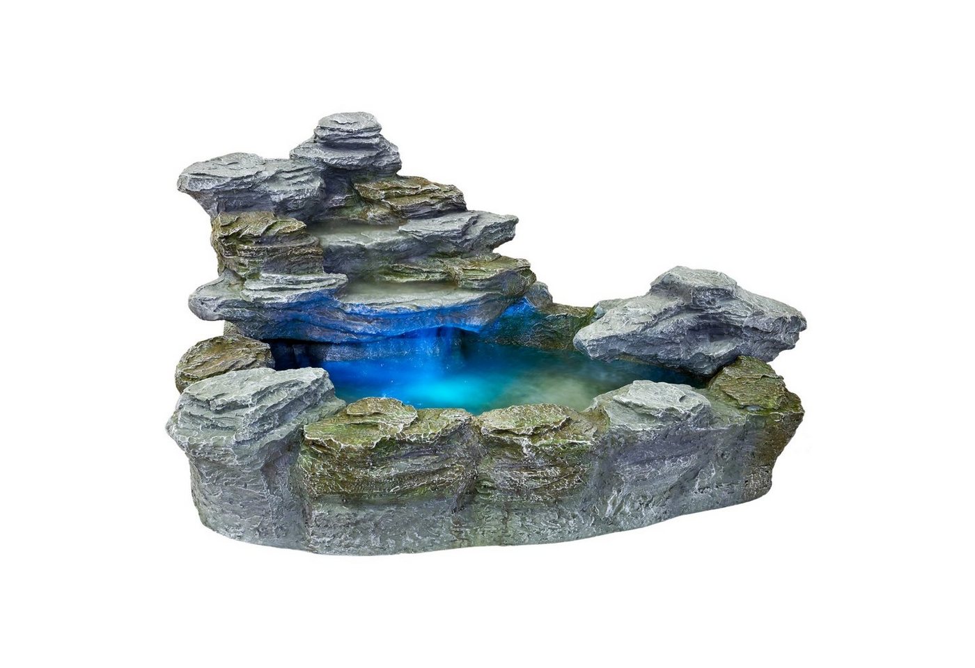 STILISTA Gartenbrunnen Zierbrunnen Wasserspiel Springbrunnen Kaskade, 100,00 cm Breite, Olymp 100 x 80 x 60 cm, in Steinoptik, LED Beleuchtung, inkl. Pumpe von STILISTA