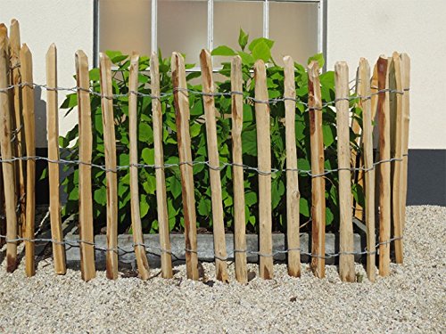 STILTREU Staketenzäune Staketenzaun Kastanie Höhen 50 cm - 200 cm, 5 Meter Rolle, 3 versch. Lattenabstände (Länge x Höhe: 500 x 75 cm, Lattenabstand: 6-8 cm) von STILTREU Staketenzäune