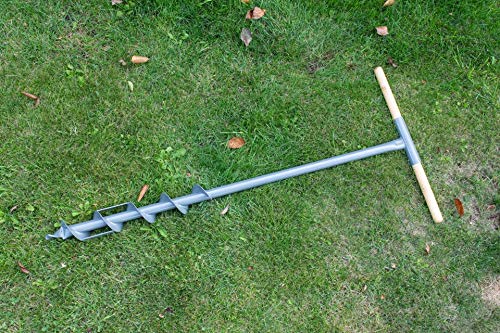 STILTREU Erdbohrer, Handbohrer 7 cm Durchmesser, 105cm Länge mit Holzgriff von STILTREU