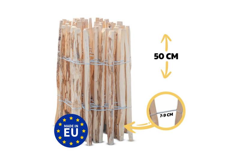 STILTREU Staketenzaun Staketenzaun Haselnuss - Höhe 50 cm, Länge 5 m, Lattenabstand 7-9 cm von STILTREU
