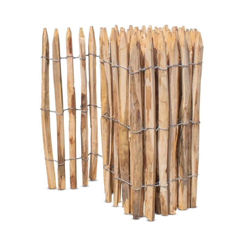 Stiltreu Französischer Premium Staketenzaun Kastanie 500 cm x 80 cm Lattenabstand 2-3 cm von STILTREU