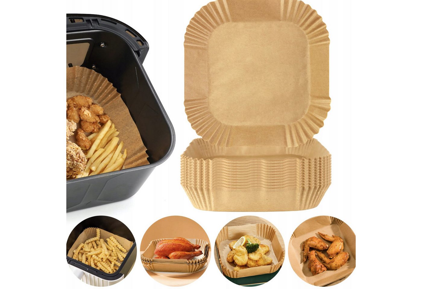 STILVORA Backpapier 100 stück Backpapier quadratisch für Heißluftfritteuse fettabweisend, ölbeständig 20cm für Bratpfanne Ofen Mikrowelle Airfryer usw. STILVORA Backpapier 100 stück Backpapier quadratisch für Heißluftfritteuse fettabweisend, ölbeständig 20cm für Bratpfanne Ofen Mikrowelle Airfryer usw. von STILVORA