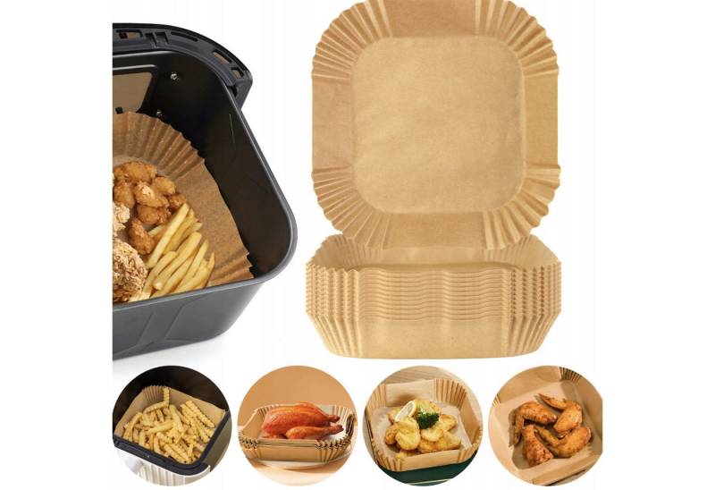 STILVORA Backpapier 100 stück Backpapier quadratisch für Heißluftfritteuse fettabweisend, ölbeständig 20cm für Bratpfanne Ofen Mikrowelle Airfryer usw. von STILVORA