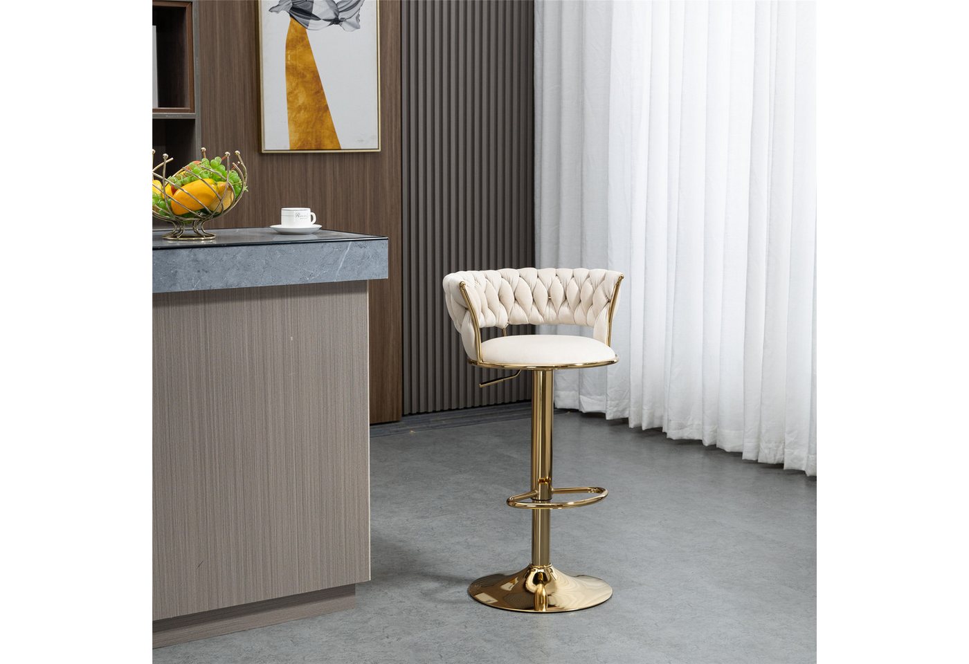 STILVORA Barhocker mit Hebefunktion,Küchenstuhl Barhocker 360° drehbarer aus Samtstoff (2 St), für Wohnzimmer von STILVORA