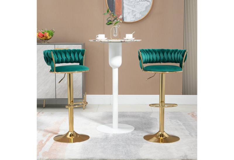 STILVORA Barhocker mit Hebefunktion,Küchenstuhl Barhocker 360° drehbarer aus Samtstoff (2 St), für Wohnzimmer von STILVORA