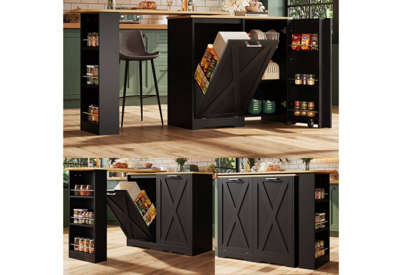 STILVORA Bartisch 360° drehbare Esstisch mit seitlichen Ablagen&Klapptür,MDF,schwarz (360° Drehbarer Esstisch mit Klapptür, Multifunktionale Stauraumlösungen., 138-203 x 38 x 105.5 cm (L x B x H), 360° drehbare Essbar STILVORA Bartisch 360° drehbare Esstisch mit seitlichen Ablagen&Klapptür,MDF,schwarz (360° Drehbarer Esstisch mit Klapptür, Multifunktionale Stauraumlösungen., 138-203 x 38 x 105.5 cm (L x B x H), 360° drehbare Essbar von STILVORA