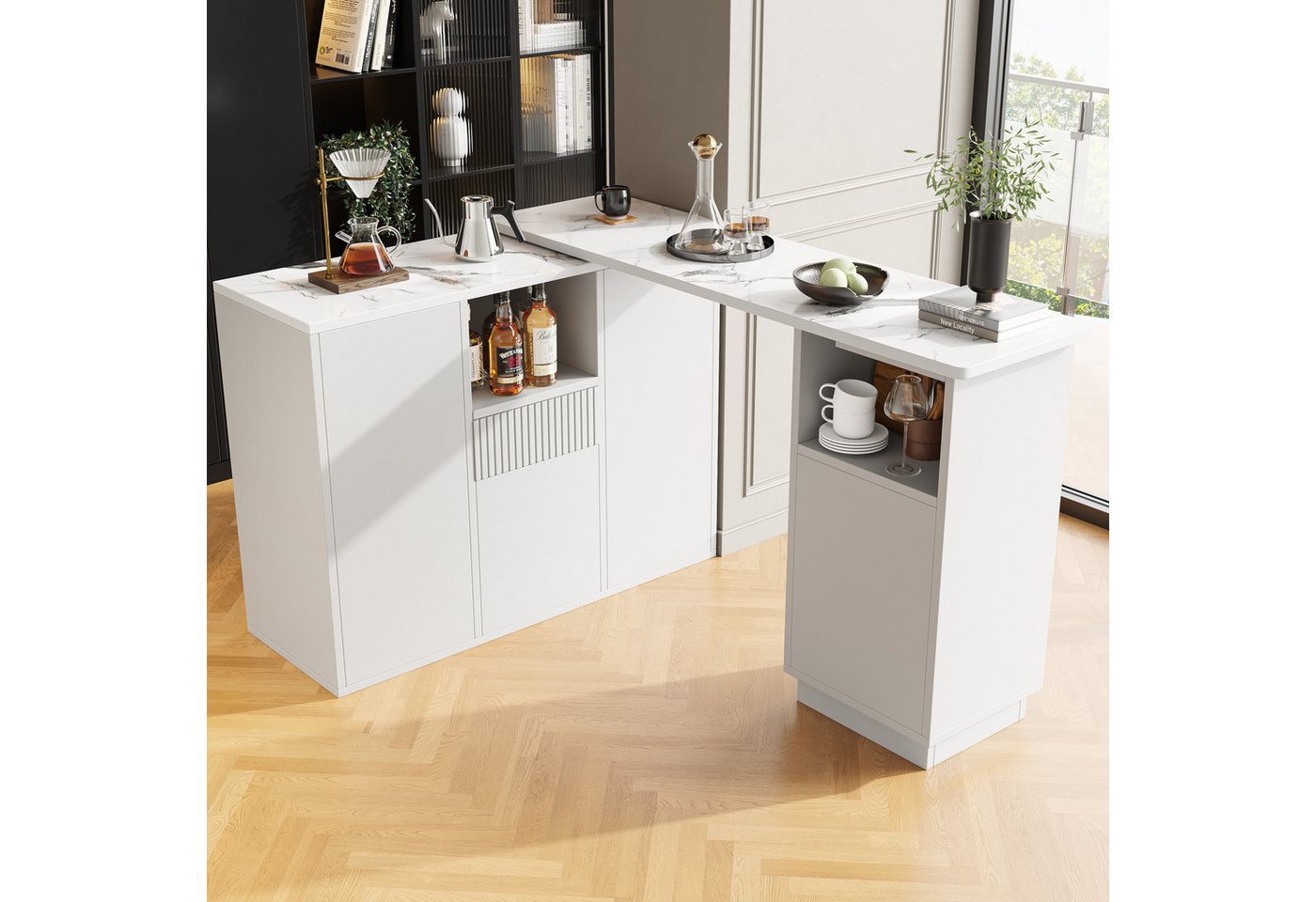 STILVORA Bartisch mit Marmor-Arbeitsplatte,Küchentisch Kücheninsel drehbar mit Stauraum STILVORA Bartisch mit Marmor-Arbeitsplatte,Küchentisch Kücheninsel drehbar mit Stauraum von STILVORA