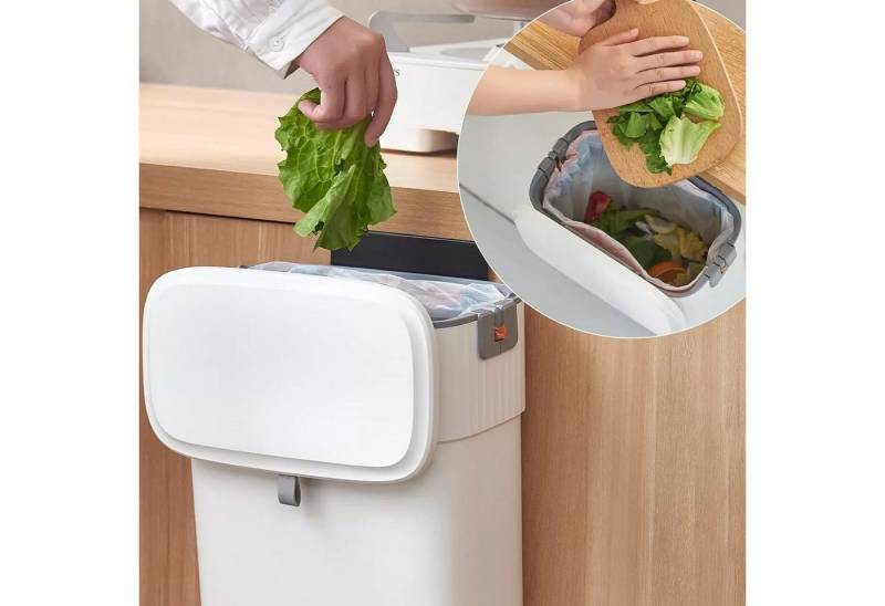 STILVORA Biomülleimer 9 Liter Abfalleimer Wandmülleimer Müllsammler mit One-Touch-Verschluss, 9L für Küchenschranktür unter der Spüle Schrank Badezimmer usw. von STILVORA