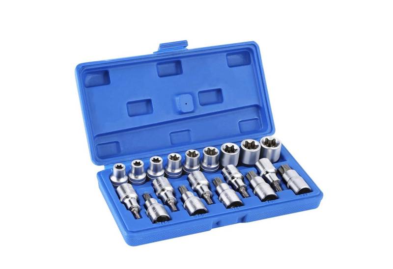 STILVORA Bit- und Steckschlüsselset 19-teiliger Bitsatz Schrauberbit Set Stecknuss-Satz mit lagerung box, Bit Satz Sechskant E10-E24 Nuss Steck-Nüsse und T20-T70 Torxsatz, 19-St., Steckschlüsselsatz Kartensteckplatz Biteinsätze Steckschlüsseleinsätze, Schraubenschlüssel Einsätze für innen aussen Torx Schrauben mit Koffer von STILVORA