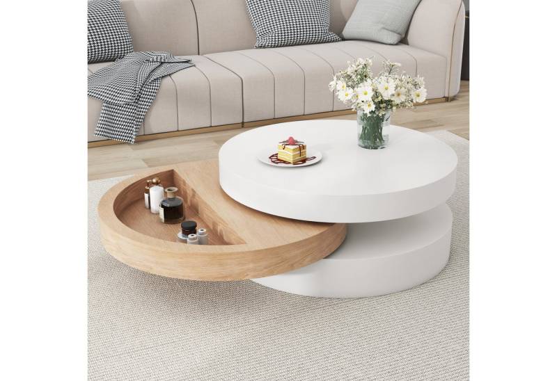 STILVORA Couchtisch 360° Drehbarer Wohnzimmertisch mit Ablage,Sofatisch Beistelltisch (1-St) von STILVORA
