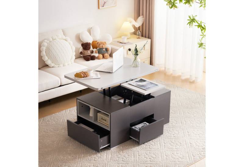 STILVORA Couchtisch Hebbarer-Beistelltisch mit Stauraum Essstisch Kaffeetisch Sofatisch (Modern Wohnzimmermöbel,Büro-Esstisch Freizeittisch Multifunktionstisch, 1-St., mit ausziehbarer Tischplatte), Tischplatte öffnet sich zu 2 Tischen STILVORA Couchtisch Hebbarer-Beistelltisch mit Stauraum Essstisch Kaffeetisch Sofatisch (Modern Wohnzimmermöbel,Büro-Esstisch Freizeittisch Multifunktionstisch, 1-St., mit ausziehbarer Tischplatte), Tischplatte öffnet sich zu 2 Tischen von STILVORA