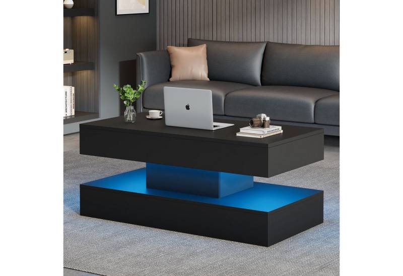 STILVORA Couchtisch Hebbarer Wohnezimmertisch mit LED,Beistelltisch mit Stauraum,schwarz (Satztisch, Wohnzimmertisch, 1-St., 50 kg belastbar), mit LED-Beleuchtung und verstecktem Stauraum von STILVORA
