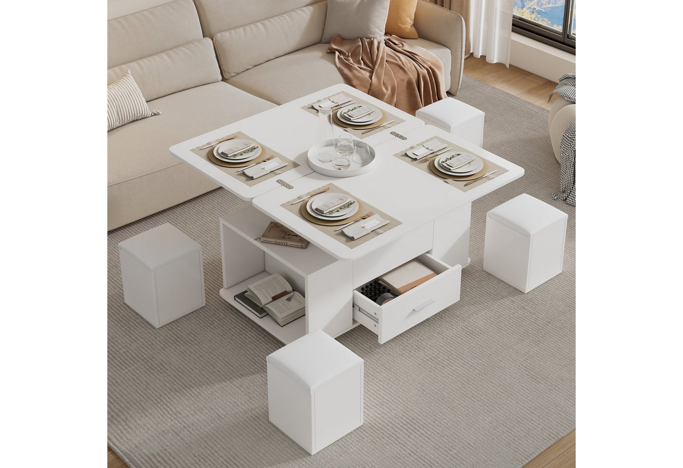 STILVORA Couchtisch Sofatisch Höhenverstellbar,Abnehmbar Kaffeetisch Esstisch mit Hockern STILVORA Couchtisch Sofatisch Höhenverstellbar,Abnehmbar Kaffeetisch Esstisch mit Hockern von STILVORA