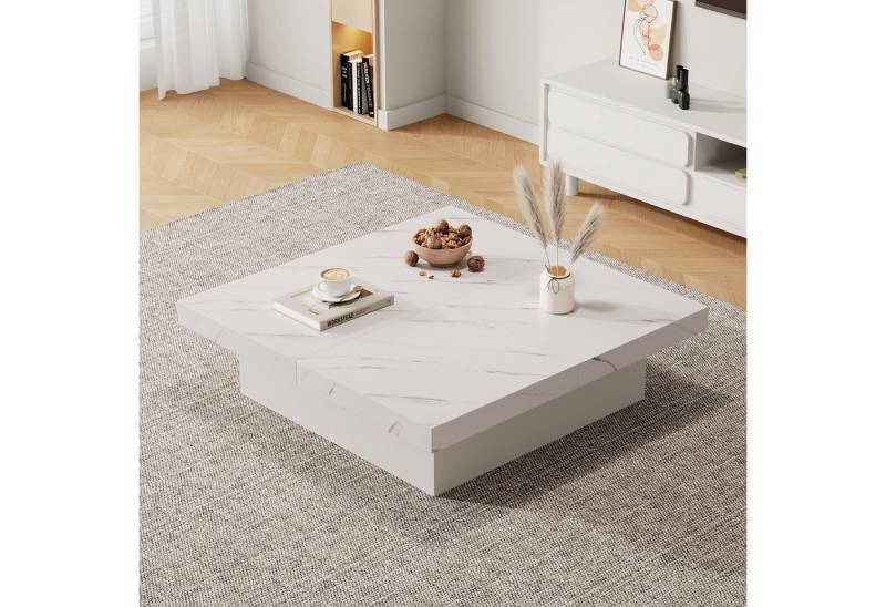 STILVORA Couchtisch mit Schubladen,Sofatisch Wohnzimmertisch mit Schiebbarer Tischplatte (Satztisch, Beistelltisch, Wohnzimmertisch, 1-St., 4 Speicherplatz), mit Marmor-Optik, Schiebbarer Tischplatte von STILVORA