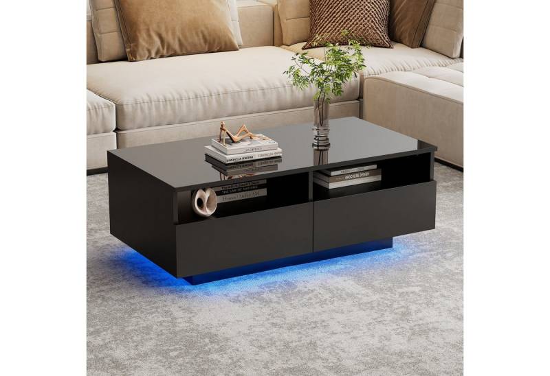 STILVORA Couchtisch mit Schubladen,Wohnzimmertisch Sofatisch mit LED-Licht&Ablagefach (1-St), mit 2 Schubladen,16 Farben LED Lichter,USB,90*55*35cm von STILVORA