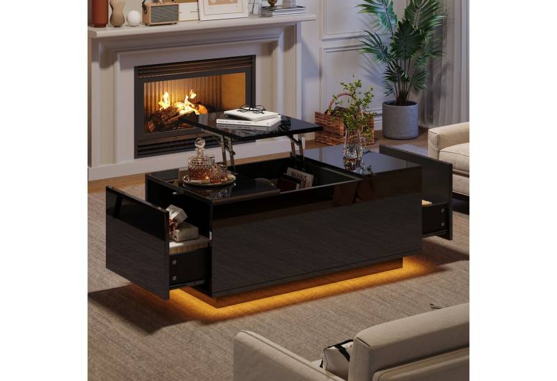 STILVORA Couchtisch mit Schubladen Wohnzimmertisch Sofatisch mit LED,Kaffeetisch (Sofatisch, 1-St., mit 2 Schubladen), mit LED von STILVORA